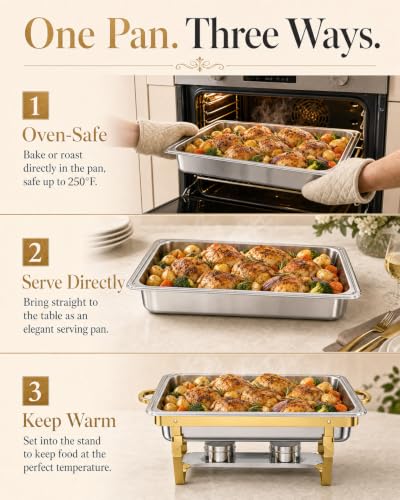 4 Pack 9QT Rectangular Chafing Dishes for Party Buffet Warmers with Lid
