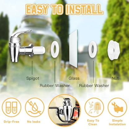 2 Gallon Glass Drink Dispensers For Parties，Lemonade Beverage Dispenser With Stand And Spigot For BBQ, Picnic, Party,Laundry Detergent Dispenser - size: 2 Gallon Double With Stand