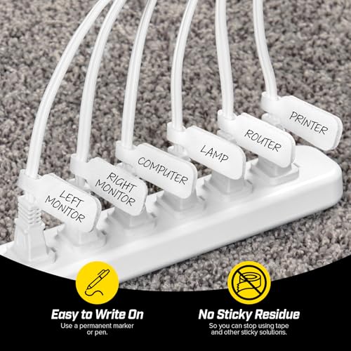Wrap-It Storage Cable Labels - Medium, White (30-Pack) Write On Cord Labels, Wire Tags for Cable Management and Organizer for Electronics, Computers and More - color: White, size: Medium