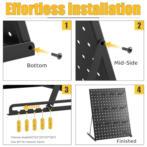 Portable & Adjustable Peg Board Display Stand with 15 Hooks(1pcs, Black) - color: Black