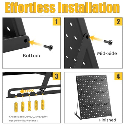 Portable & Adjustable Peg Board Display Stand with 15 Hooks(1pcs, Black) - color: Black