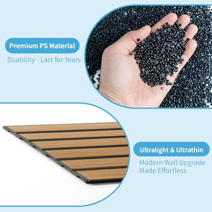 Art3d Six-Grid Design Slim Slat Wall Panel, 104 x 12 Inch, 4-Pack, Rosewood - color: Six-Grid Rosewood