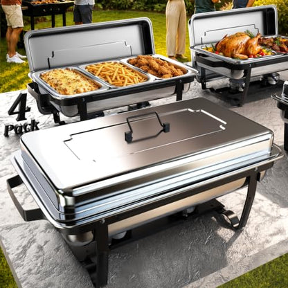 Sifer 11Qt Chafing Dishes for Buffet, No Any Screws, 4 Pack, Black - color: Black