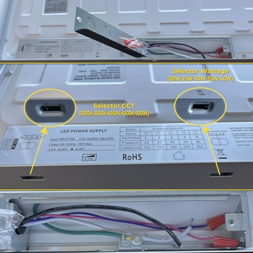LED ATOMANT 1x2 LED Surface Mount Panel Light 40W 4000LM, 5CCT Selectable 3000K/3500K/4000K/4500K/5000K, Power Selectable 20W to 40W, Dimmable with 0-10V Dimmer