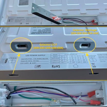 LED ATOMANT 1x2 LED Surface Mount Panel Light 40W 4000LM, 5CCT Selectable 3000K/3500K/4000K/4500K/5000K, Power Selectable 20W to 40W, Dimmable with 0-10V Dimmer