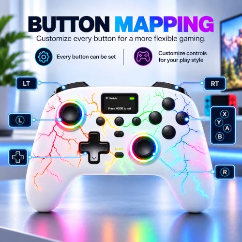 Exilapsire Wireless Controller for PC/Switch/Switch 2/iOS/Android, White - color: White