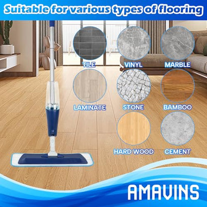 AmaVins 3 Pack Microfiber Cleaning Pads, Reusable Microfiber Mop Pads for 18 Inch Mop, Hardwood Floor Replacement Cleaning Mop Pads, Machine Washes - color: Bule 3 Pack 01