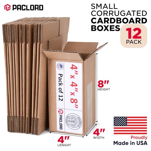 Tall Cardboard Boxes 4"L x 4"W x 8"H (Pack of 12) - USA-Made Packing Boxes for Moving, Shipping, or Storage - USPS, UPS, FedEx Approved - Professional Packing Supplies for Moving - color: Pack of 12, size: Tall 4x4x8"