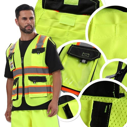 JKSafety Safety Vest for Men Women Hi Vis Reflective Vest JK220 Yellow 2XL - color: Jk220-yellow, size: XX-Large