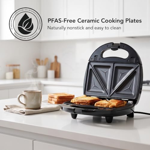 OVENTE 3 in 1 Electric Sandwich Maker, 750W Non-Stick Plates, Black GPI302B - color: GPI302B