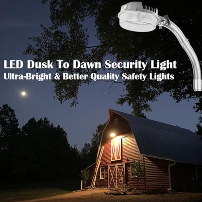 LuminaGuard 43W LED Barn Light with Arm, Silver Gray Yard Street Light