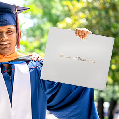 GraduationMall 11"x14" Imprinted Padded Diploma Cover Certificate Holder White - color: White+graduation