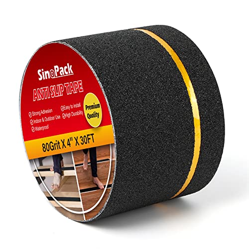 Non Slip Tape 4Inch x 30FT Waterproof Anti Slip Traction Tape, Best Grip Anti Slip Tape with Reflective Stripe for Slippery Stairs Surfaces - color: Yellow Reflective Stripe