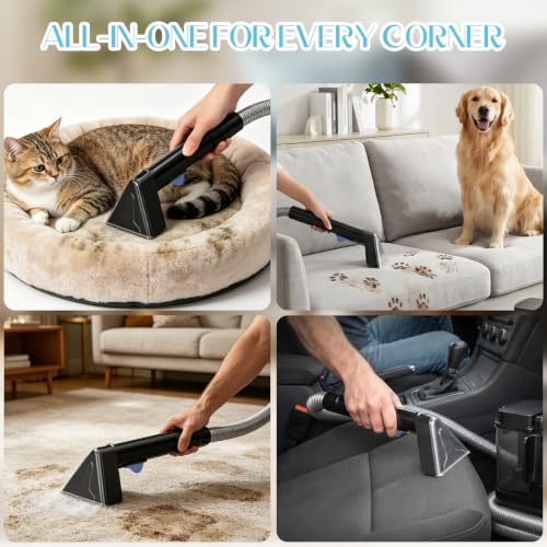 18Kpa Carpet Cleaner Machine, Portable Carpet and Upholstery Cleaning Machine, Deep Cleaning for Rugs, Couch, Car Interiors Stains, Pet & Family Friendly, 120V (HAZE BLUE) - color: HAZE BLUE