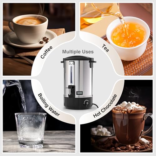Commercial Coffee Urn，110 Cups/16.5L Stainless Steel Large Coffee Dispenser，Double Wall Electric Coffee Urn，Electric Coffee Maker Urn，Commercial Grade Percolate Coffee Maker Hot Water Urn for Catering