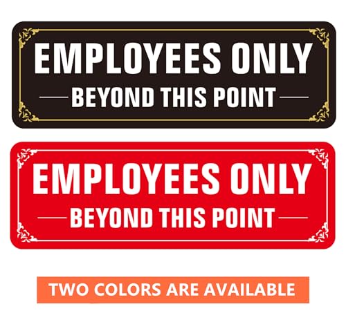 Employees Only Sign, (2 Pack) Self Adhesive Employees Only Beyond This Point Sign, Rust Free Aluminum Metal Staff Only Sticker Signs for Wall and Door (9 x 3 inches, Black/White) - color: Black /White