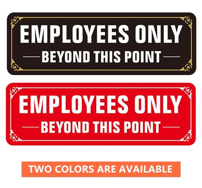 Employees Only Sign, (2 Pack) Self Adhesive Employees Only Beyond This Point Sign, Rust Free Aluminum Metal Staff Only Sticker Signs for Wall and Door (9 x 3 inches, Black/White) - color: Black /White