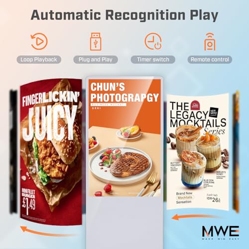 MWE 43 Inch Digital Signage Advertising Display Kiosk LCD Screen Indoor Floor Standing Commercial Totem Android System Vertical Poster with Auto Media Player-White - color: White, size: 43 inch, style: NonTouch-Screen