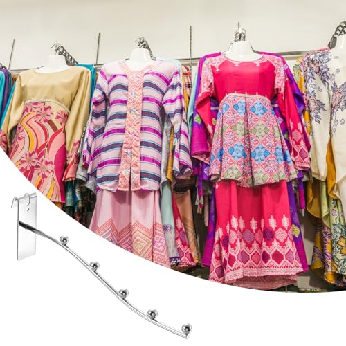 uxcell 10Pcs 8" Gridwall Waterfall Hooks, 5 Ball Metal Display Hangers, Wire Grid Wall Accessories for Home, Clothing Retail Shop, Silver
