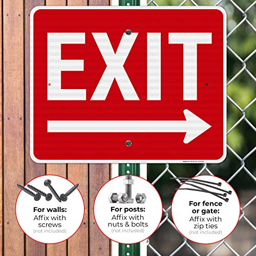 Exit Sign, with Right Arrow - size: 24x30 Reflective