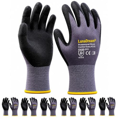 LunaDream Work Gloves MicroFoam Nitrile Coated-6 Pairs,Seamless Knit Nylon Gloves,Gray Work gloves - size: 11/XX-Large