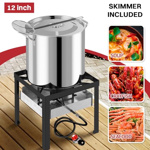 50QT Crawfish Boiler | Stainless Steel Seafood Boil Pot with Basket - size: 50QT+Cover+Skimmer