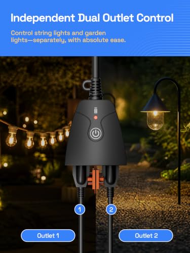 HBN Outdoor Smart Plug, WiFi Heavy Duty 2 Outlet Timer, 1 Pack, 2.4GHz - style: 2 Outlets-1PC