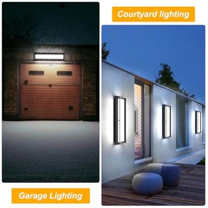 Large Outdoor Wall Lights,10%-100% Dimming LED Wall Sconce Light,3000k 4500K 6000k,23.6in LED Exterior Light Fixture,IP65 Matt Black Fixture for Commercial and Residential(2Pack)