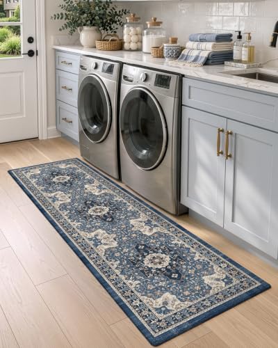 DEXI Kitchen Floor Mats Cushioned Anti Fatigue Runner Rug 23x86 Blue - color: Blue, size: 87"L x 24"W x 0.4"Th