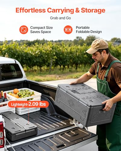 VEVOR Collapsible Insulated Food Warmer, 40 Qt Non-Electrical Thermal Carrier, Lightweight and High-Rigidity EPP Hot Box, for Delivery, Transport, Catering BBQ Event, Keeps Warm/Cold 4 Hours (Gray) - size: 40QT