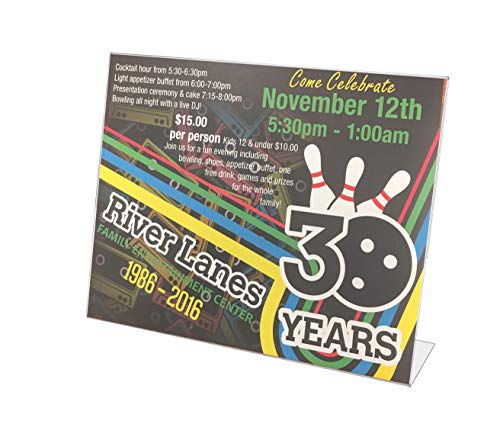 Marketing Holders 2 Pack Acrylic Sign Holder for 11" x 8.5" Printed Materials Clear Slant Back Side Load Graphic Image Display for Counters in Reception Areas Lobbies and Business Offices - size: 11"w x 8.5"h