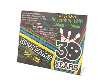 Marketing Holders 2 Pack Acrylic Sign Holder for 11" x 8.5" Printed Materials Clear Slant Back Side Load Graphic Image Display for Counters in Reception Areas Lobbies and Business Offices - size: 11"w x 8.5"h