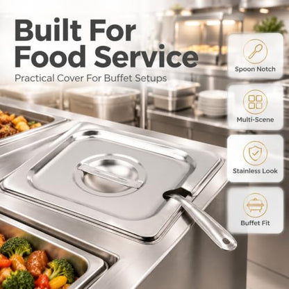 MY MIRONEY 2PCS Stainless Steel 1/2 Size Steam Table Pan Covers - size: 1/2 Size