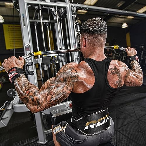 RDX Weight Lifting Belt Gym Exercise Workout, 6 inch Leather Padded Lumbar Back Support Men Women, 10 Adjustable Holes, Powerlifting Bodybuilding Deadlift, Squat Fitness Strength Training Equipment - size: M Fits 23 to 28 Inches