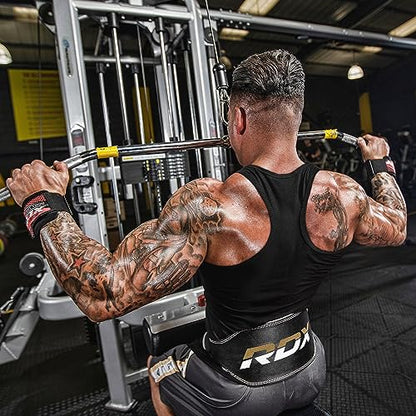 RDX Weight Lifting Belt Gym Exercise Workout, 6 inch Leather Padded Lumbar Back Support Men Women, 10 Adjustable Holes, Powerlifting Bodybuilding Deadlift, Squat Fitness Strength Training Equipment - size: 2XL Fits 37 to 43 Inches