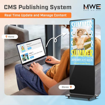 MWE 37 Inch Indoor Digital Signage Display Kiosk LCD Standing Commercial Poster Multimedia Advertising Display Totem with USB/HDMI/WiFi - color: Black, size: 37 inch, style: NonTouch-Screen