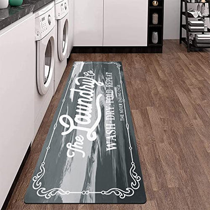 Pauwer Laundry Room Rug Runner 20"x60", Non Slip Waterproof Mat, Light Grey - color: Light Grey, size: 20"x60"