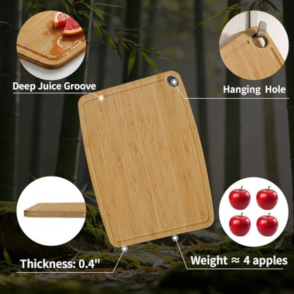 Dishwasher Safe Cutting Board, Bamboo Cutting Board with Juice Groove - color: Carbonized, size: Large (15.3"L x 11.6"W)