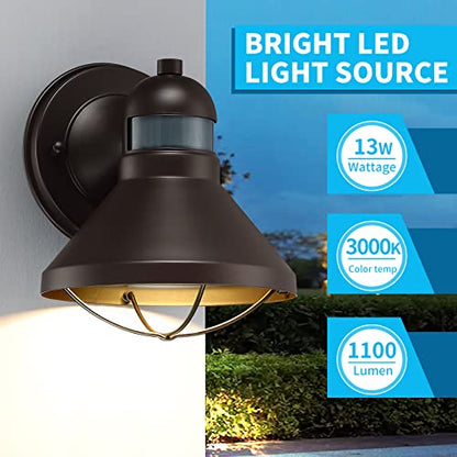 LONEDRUID 2 Pack Dusk to Dawn Motion Sensor Outdoor LED Wall Light Fixtures - color: Bronze