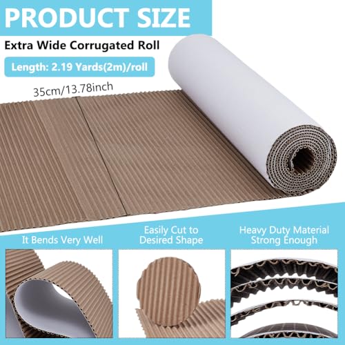 BENECREAT 78.7Inch Corrugated Cardboard Roll, 13.8Inch Wide B Flute Shipping Corrugated Paper, Heavy Duty Wrap Paper Sheet for Christmas Party Gift Packing Storage Shipping DIY Crafts (White) - color: White Back, size: 78.7x13.8 Inch