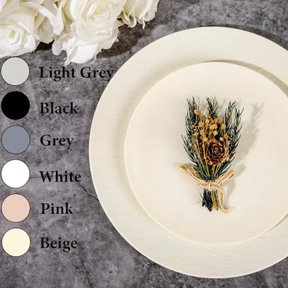 32pcs Ivory Unbreakable Reusable Plastic Plates for Wedding Party - color: Ivory