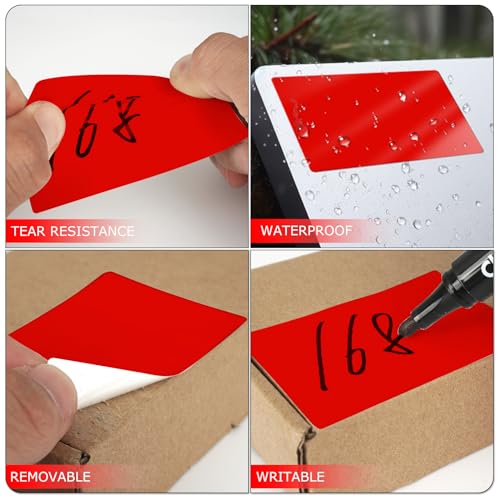 Red Rectangle Labels 3" x 2" Color Coding Stickers Roll 500 Pcs - color: Red