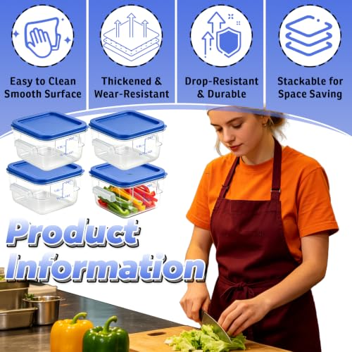 4 Pack 2QT Commercial Clear Food Storage Containers with Lid, NSF - color: Blue, size: 2Qt-4 Pack