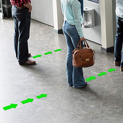 EVQ Green Arrow Floor Sticker Tape 2 x 4 Inch Directional Vinyl 200 PCS - color: Green, size: 2"×4"