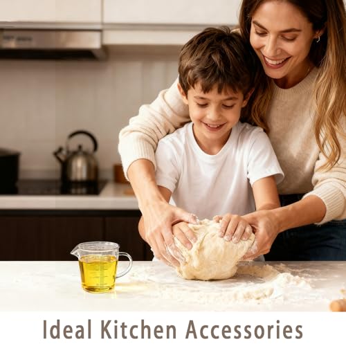 BCnmviku Glass Measuring Cup 250ml 1Cup High Borosilicate [Insulated Handle | V-Shaped Spout]For Prepping Baking and Cooking Preheated Oven Dishwasher Freezer and Microwave Safe - size: 250ml