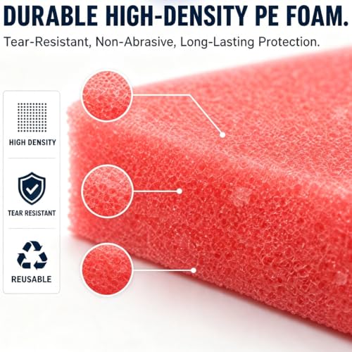 4 Pcs 14.8" x 9.5" x 0.8"Pink Polyethylene Foam Sheets,Cuttable Foam Inserts,Antistatic Foam Blocks Pad for Toolbox Camera Storage and Crafts Protection Shipping