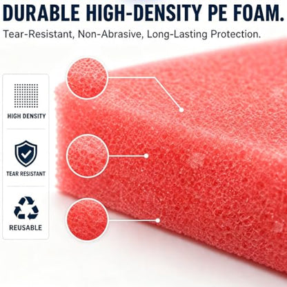 4 Pcs 14.8" x 9.5" x 0.8"Pink Polyethylene Foam Sheets,Cuttable Foam Inserts,Antistatic Foam Blocks Pad for Toolbox Camera Storage and Crafts Protection Shipping