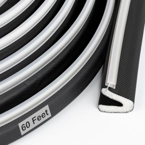 Litaibai 60 ft Kerf Weather Stripping Door Seal for Exterior Doors, Black - color: Black, size: 60 Feet