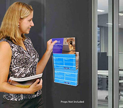 Marketing Holders Metal Mount 8.5" Wide Magazine Holder Brochure Magnetic Pamphlet Catalog Document Booklet Display Literature Printed Material Metal Surfaces - size: 8.5" Wide Magnetic Mount