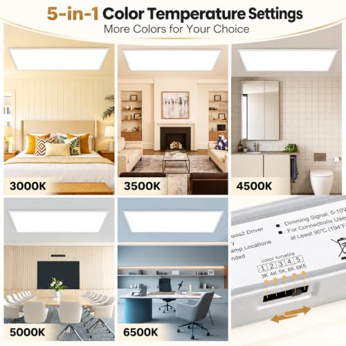 2x2 LED Flat Panel Light 2 Pack, 5200LM, 40W, Drop Ceiling Fixture - color: 2x2, size: 2 Pack